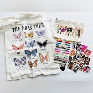 Large Taylor Swift Merch Set Tote Makeup Bag Keychain Friendship Bracelets